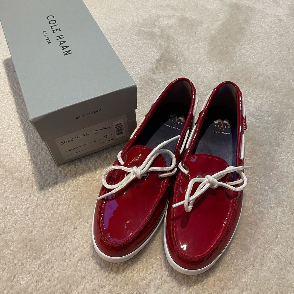 Cole Haan patent moccasin shoe
